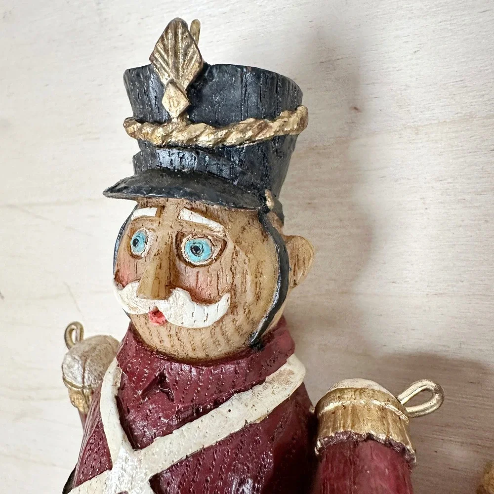 Christmas‎ Jointed Resin Folk Art Ornaments X3 Set Angel Drummer Mrs Claus VTG